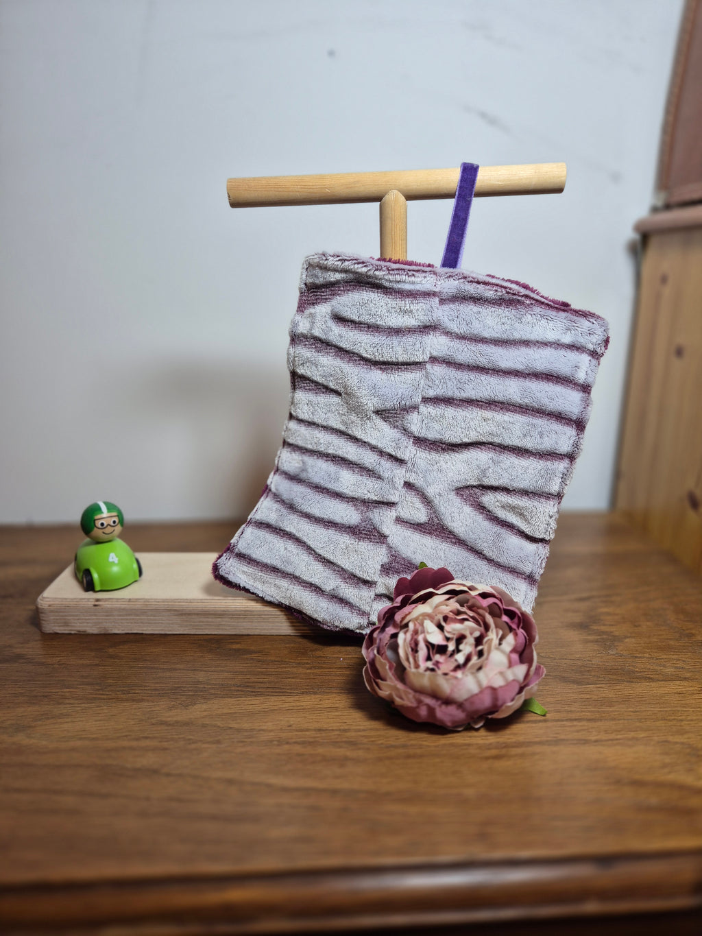 Purple animal print striped fleece comforter