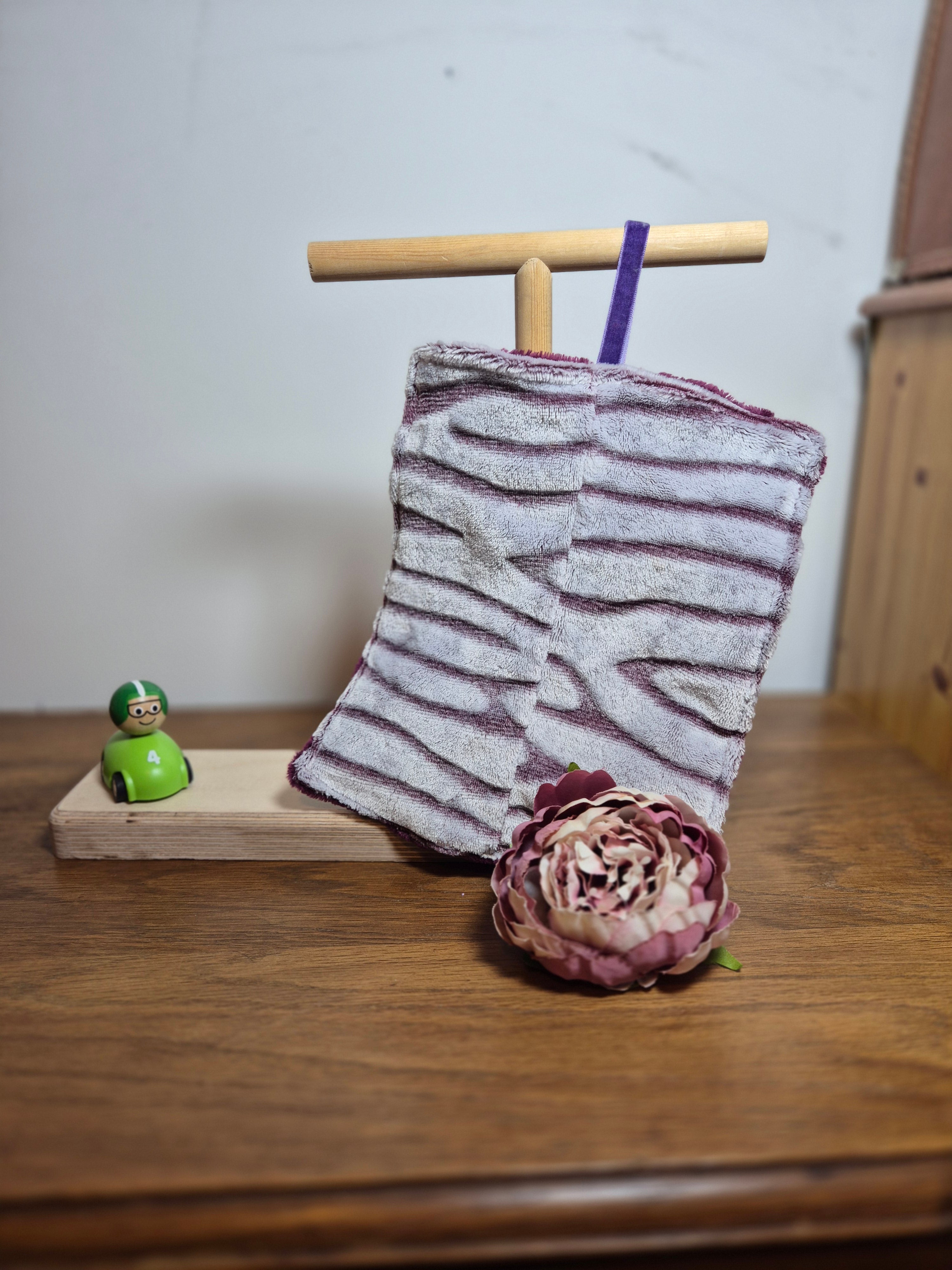 Purple animal print striped fleece comforter